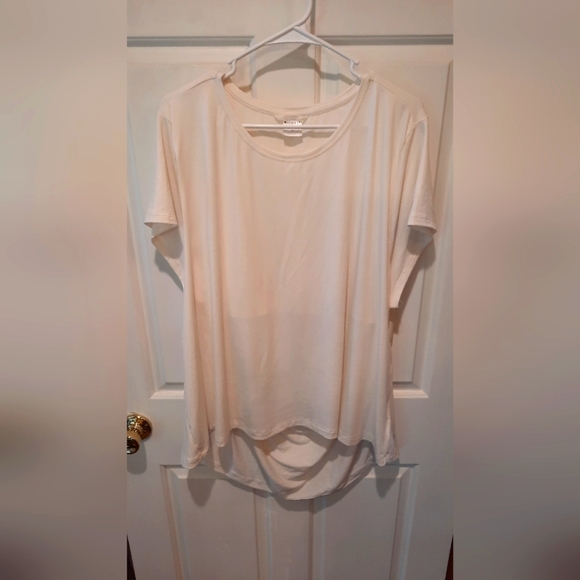 Athleta Blouse Womans 3X Cream Colored Open Back Short Sleeve Classic Casual - Picture 2 of 13